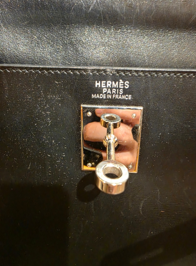 Sac Hermès Kelly 32 Box Noir Palladium