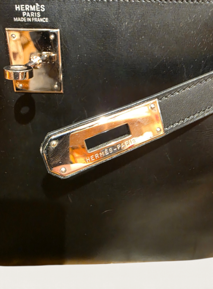 Sac Hermès Kelly 32 Box Noir Palladium