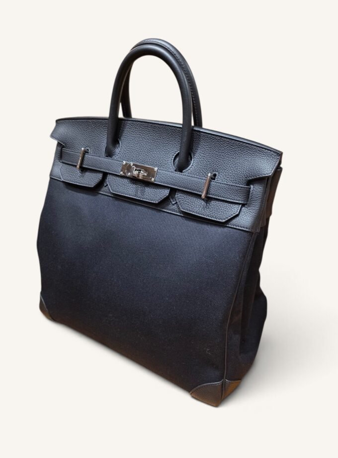 Sac Hermès HAC 40 Toile & Cuir Noir