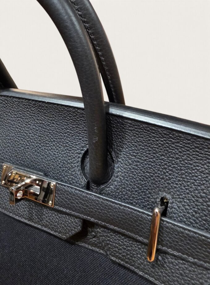 Sac Hermès HAC 40 Toile & Cuir Noir