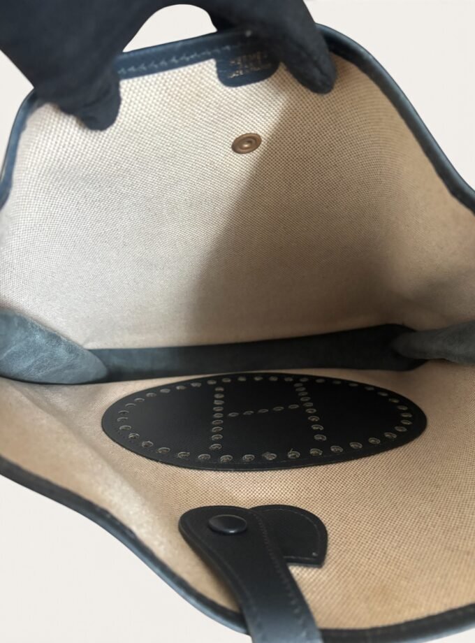 Sac Hermès Evelyne PM Toile & Cuir Bleu