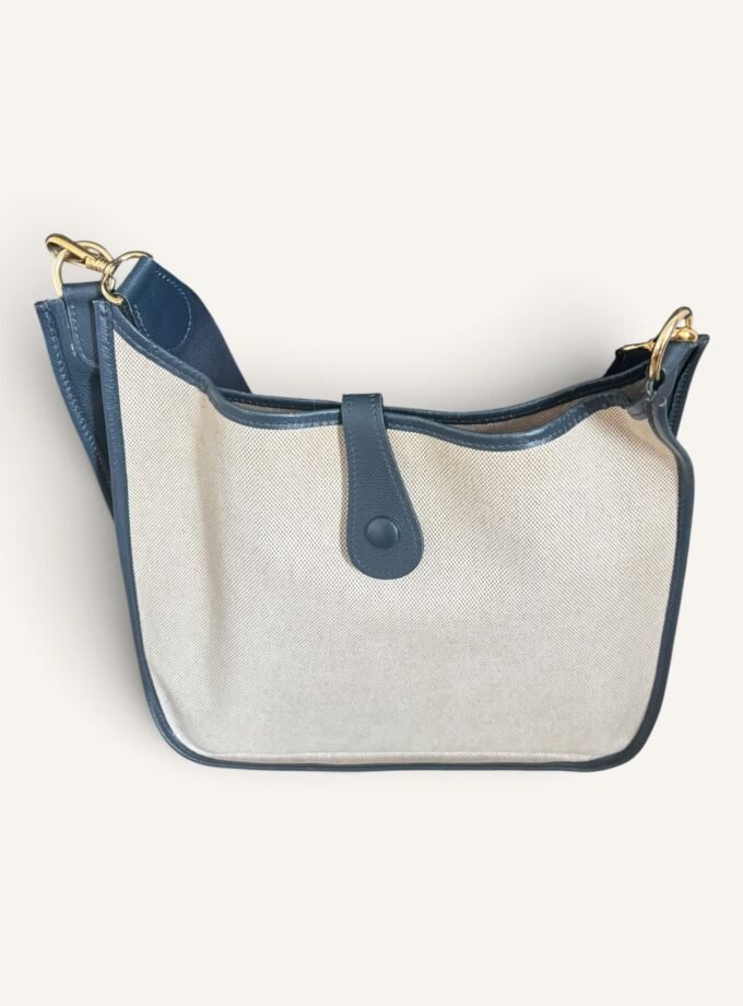 Sac Hermès Evelyne PM Toile & Cuir Bleu