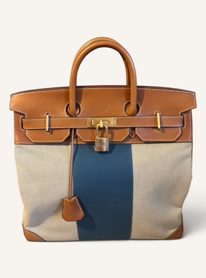 Sac Hermès HAC 40 Toile & Cuir Barenia Rare