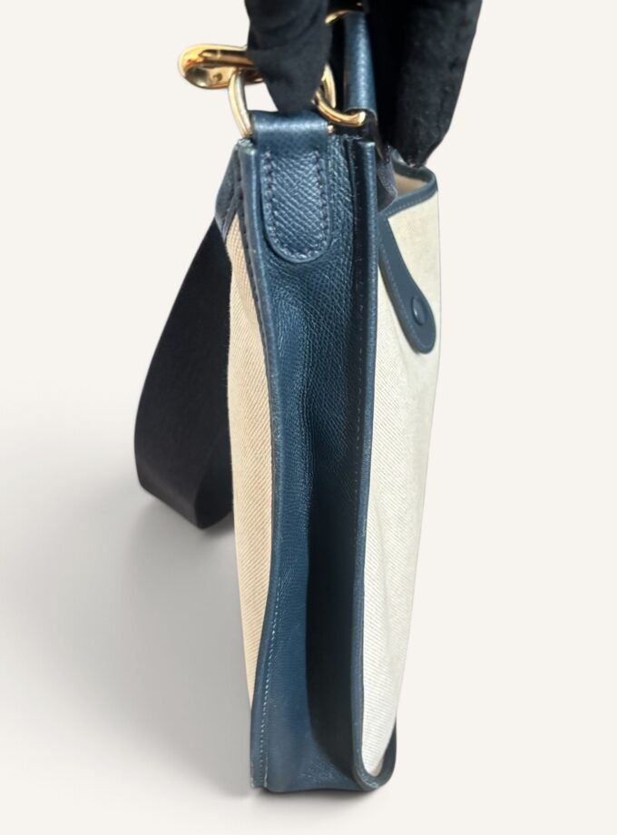 Sac Hermès Evelyne PM Toile & Cuir Bleu