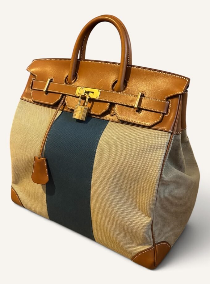Sac Hermès HAC 40 Toile & Cuir Barenia Rare
