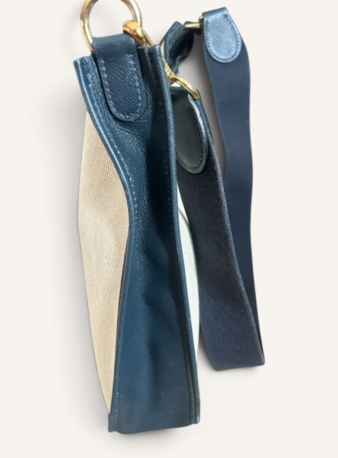 Sac Hermès Evelyne PM Toile & Cuir Bleu