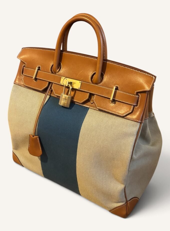 Sac Hermès HAC 40 Toile & Cuir Barenia Rare