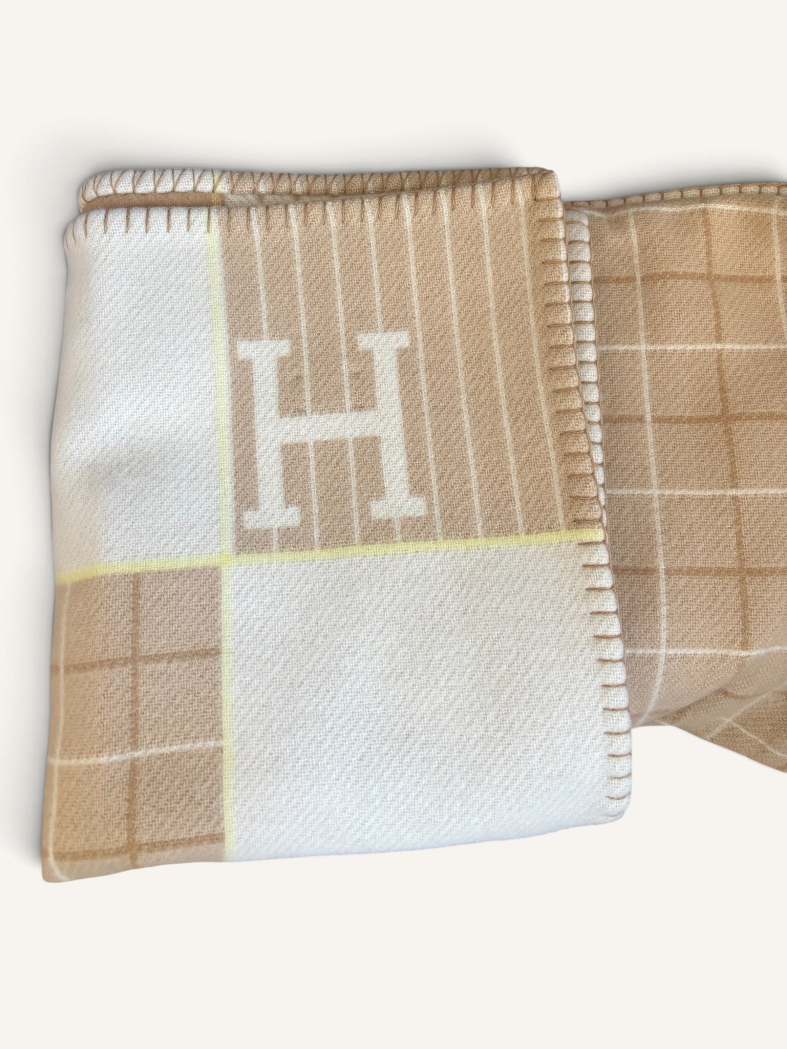Plaid Hermès Avalon beige