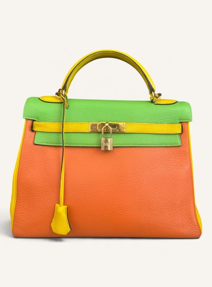 Sac Hermès Kelly 32 Tricolore Taurillon Clémence