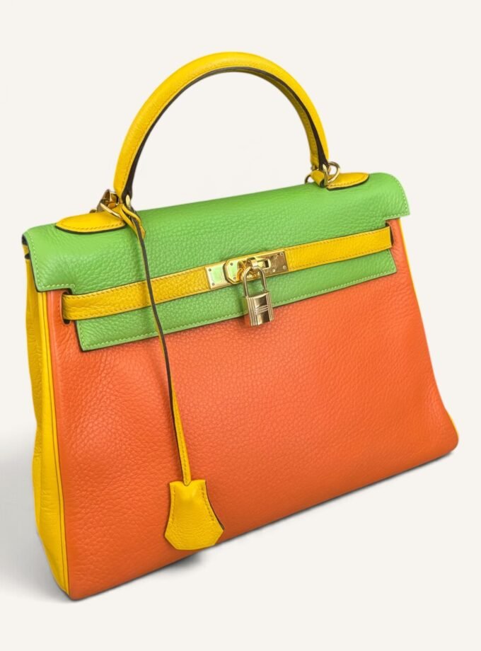Sac Hermès Kelly 32 Tricolore Taurillon Clémence