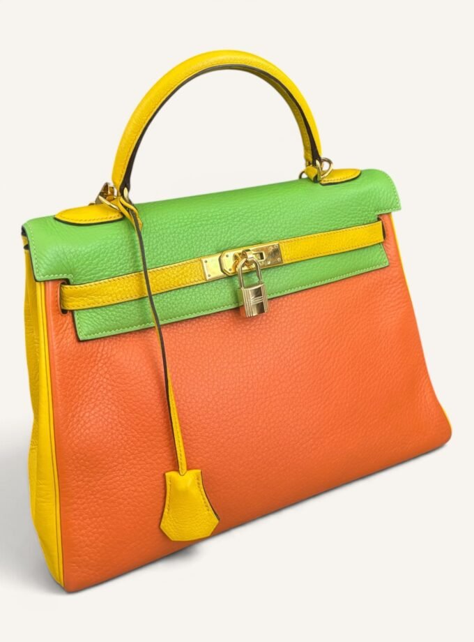 Sac Hermès Kelly 32 Tricolore Taurillon Clémence