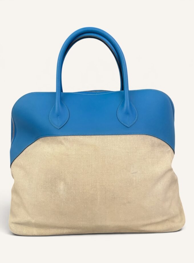 Sac Hermès Bolide 45 Toile & Cuir Bleu