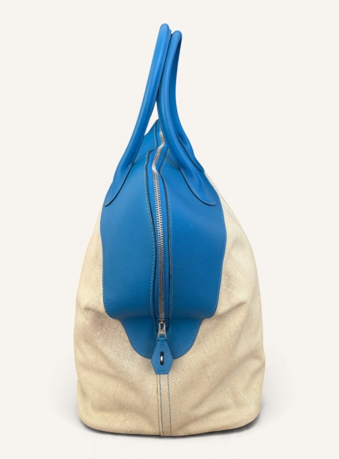 Sac Hermès Bolide 45 Toile & Cuir Bleu