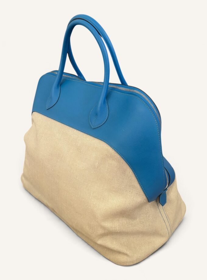 Sac Hermès Bolide 45 Toile & Cuir Bleu